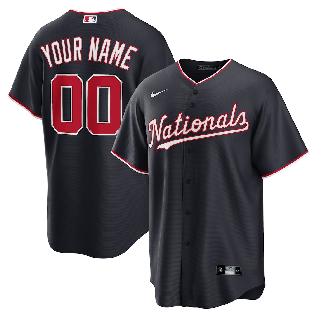Men's  Washington Nationals  Nike Navy Alternate Custom Replica Jersey - Ujersey