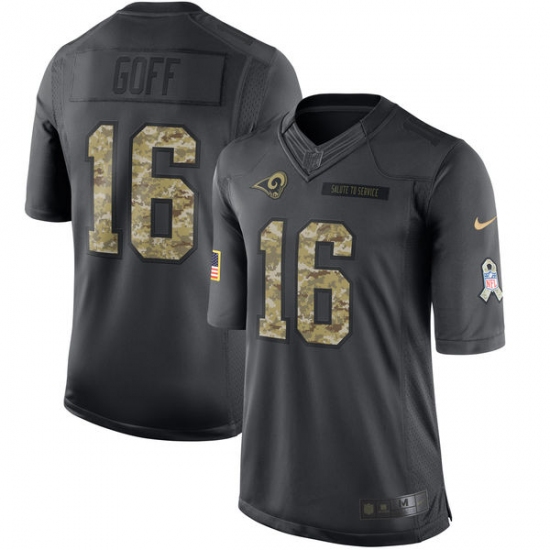 Men's Nike Los Angeles Rams #16 Jared Goff Limited Black 2016 Salute to Service NFL Jersey - Ujersey