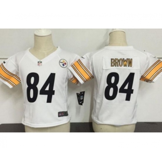 Toddler Pittsburgh Steelers #84 Antonio Brown White Road Stitched NFL Nike Game Jersey - Ujersey