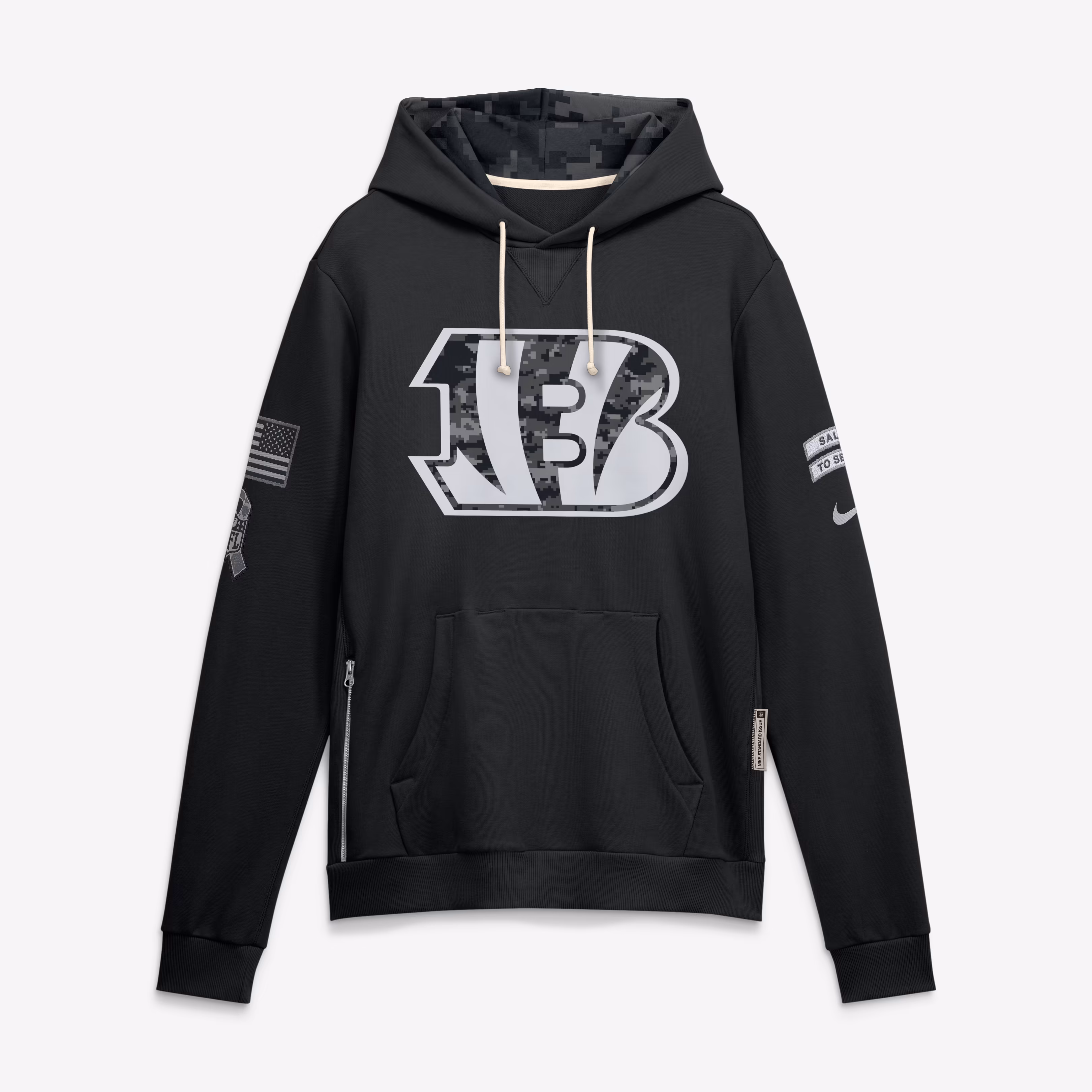 Men's Cincinnati Bengals  Nike Black 2026 Salute to Service Sideline Dri-FIT Pullover Hoodie