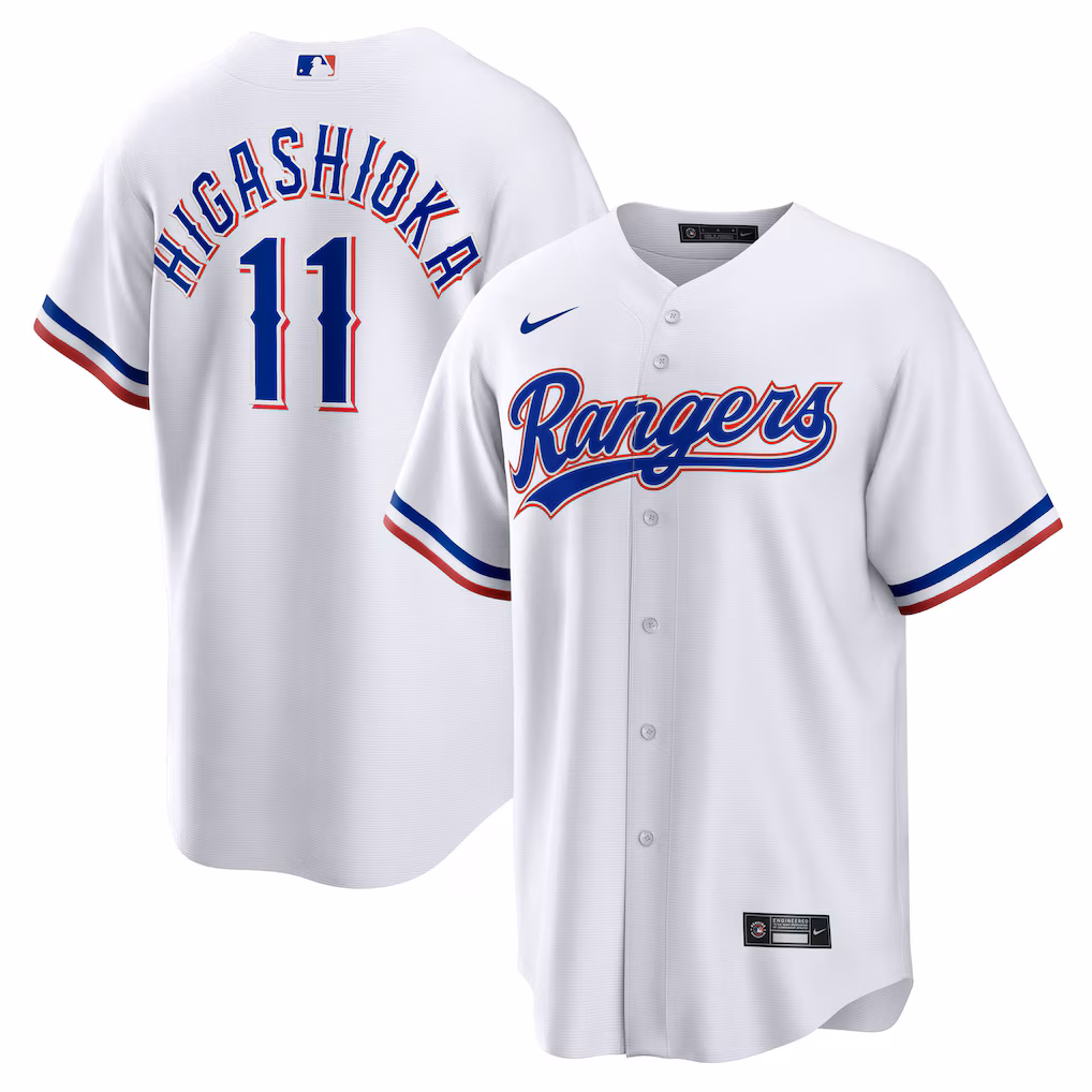Men's Texas Rangers Kyle Higashioka Nike White Home Replica Jersey - Vujersey Los Angeles Rams