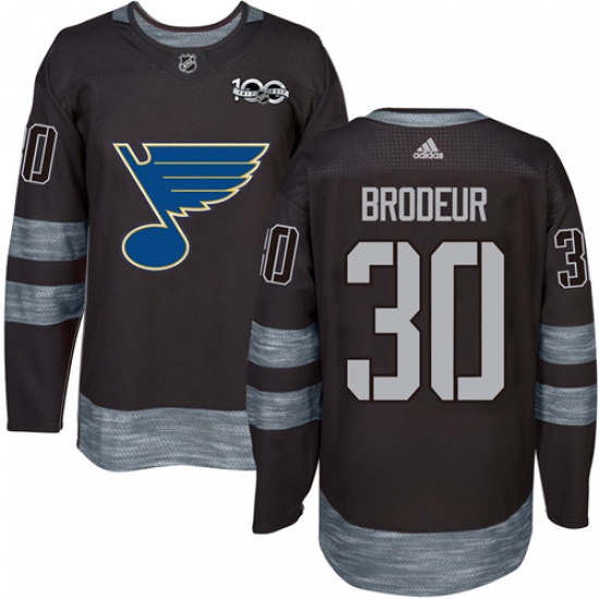 Men's Adidas St. Louis Blues #30 Martin Brodeur Authentic Black 1917-2017 100th Anniversary NHL Jersey - Ujersey