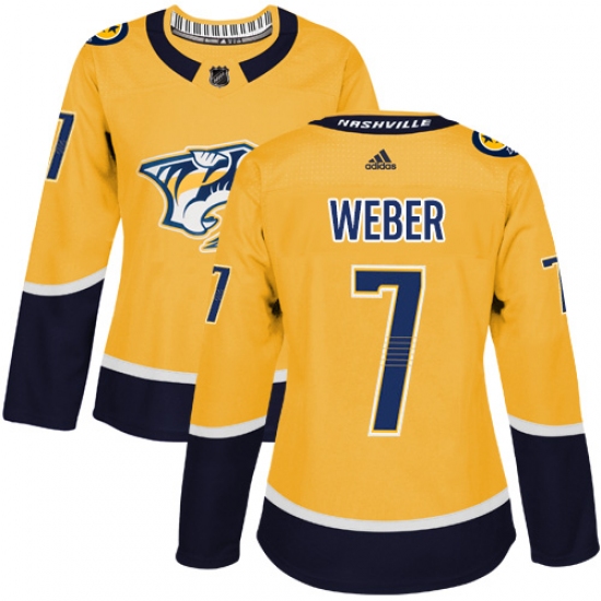 Women's Adidas Nashville Predators #7 Yannick Weber Authentic Gold Home NHL Jersey - Ujersey