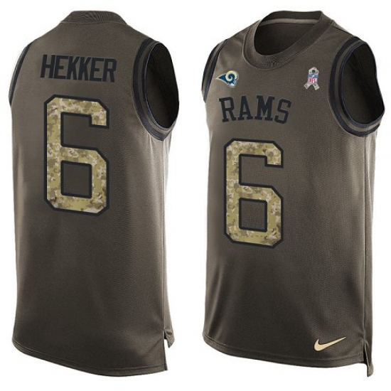 Men's Nike Los Angeles Rams #6 Johnny Hekker Limited Green Salute to Service Tank Top NFL Jersey - Ujersey