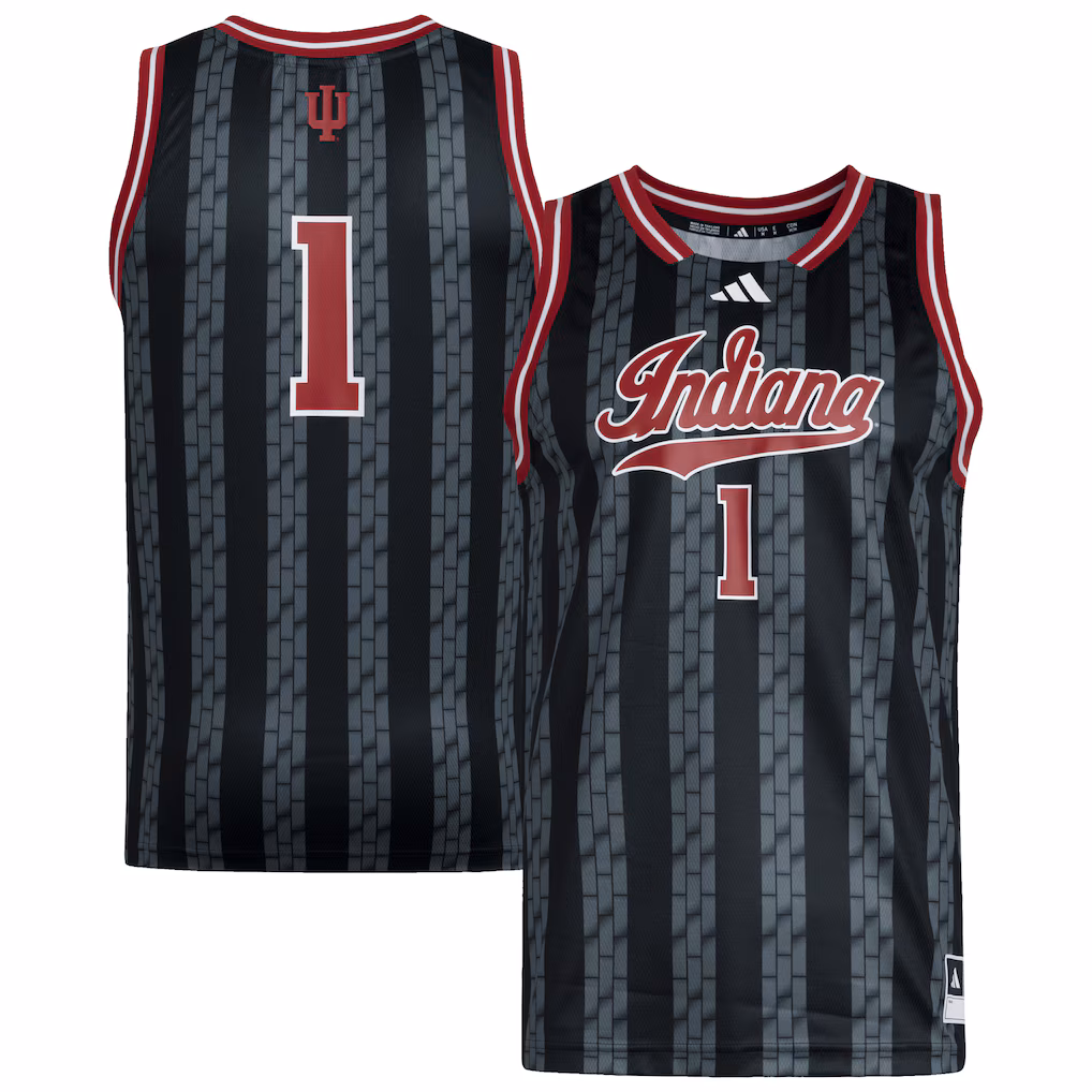 Men's adidas #1 Black Indiana Hoosiers Replica Swingman Jersey - SUjersey01