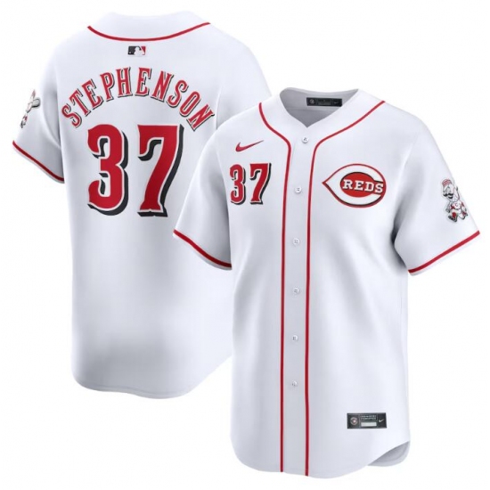 Men's Cincinnati Reds #37 Tyler Stephenson White Home Limited Stitched Baseball Jersey - Ujersey