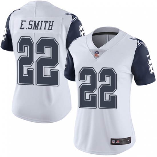 Women's Nike Dallas Cowboys #22 Emmitt Smith Limited White Rush Vapor Untouchable NFL Jersey - Ujersey