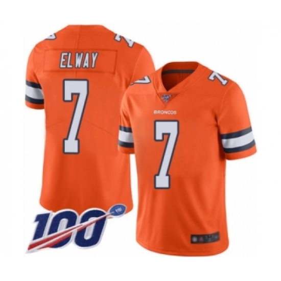 Men's Denver Broncos #7 John Elway Limited Orange Rush Vapor Untouchable 100th Season Football Jersey - Ujersey