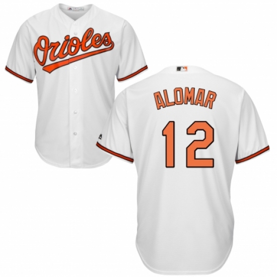 Men's Majestic Baltimore Orioles #12 Roberto Alomar Replica White Home Cool Base MLB Jersey