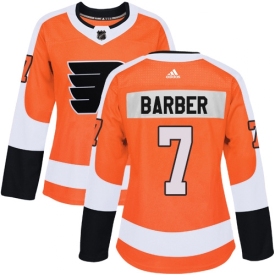 Women's Adidas Philadelphia Flyers #7 Bill Barber Premier Orange Home NHL Jersey