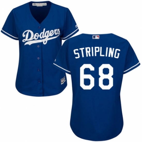 Women's Majestic Los Angeles Dodgers #68 Ross Stripling Authentic Royal Blue Alternate Cool Base MLB Jersey - Ujersey