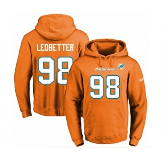 Football Men's Miami Dolphins #98 Jonathan Ledbetter Orange Name & Number Pullover Hoodie - Ujersey