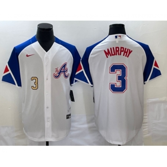 Men's Atlanta Braves #3 Dale Murphy Number White 2023 City Connect Cool Base Stitched Jerseys - Ujersey