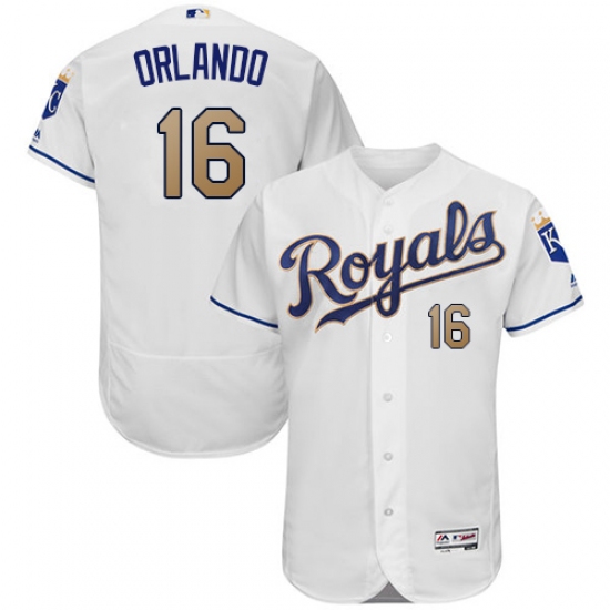 Men's Majestic Kansas City Royals #16 Paulo Orlando White Home Flex Base Authentic MLB Jersey - Ujersey