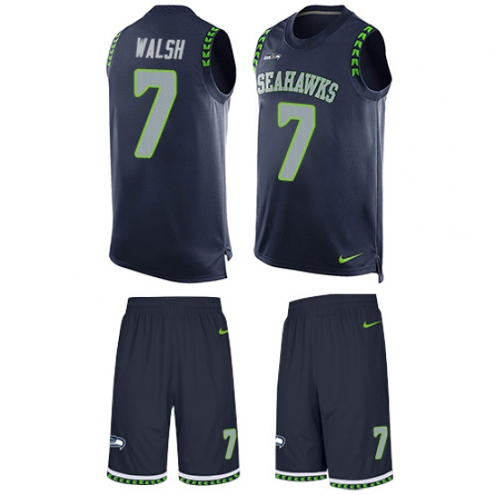 Men's Nike Seattle Seahawks #7 Blair Walsh Limited Steel Blue Tank Top Suit NFL Jersey - Ujersey