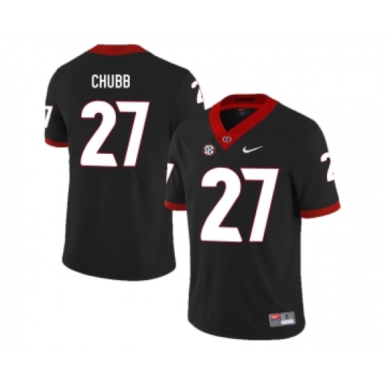Georgia Bulldogs 27 Nick Chubb Black Nike College Football Jersey - Ujersey