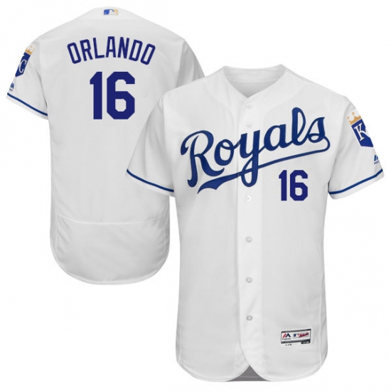 Men's Majestic Kansas City Royals #16 Paulo Orlando White Flexbase Authentic Collection MLB Jersey - Ujersey