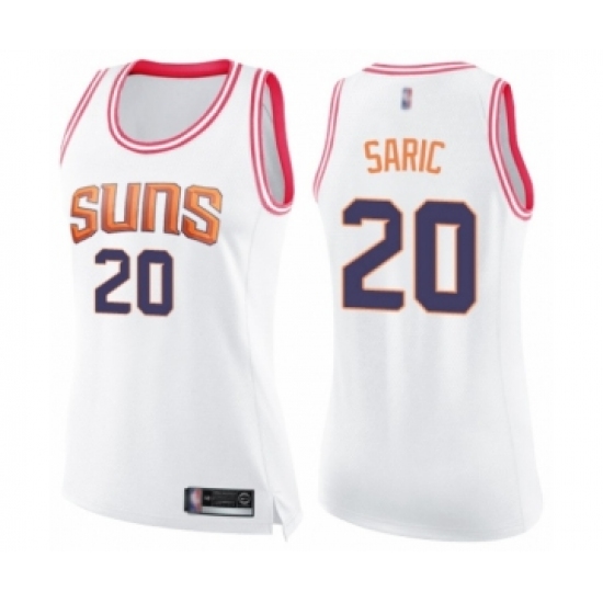 Women's Phoenix Suns #20 Dario Saric Swingman White Pink Fashion Basketball Jersey - Ujersey