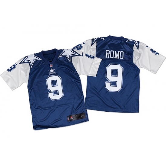 Men's Nike Dallas Cowboys #9 Tony Romo Elite Navy/White Throwback NFL Jersey - Ujersey