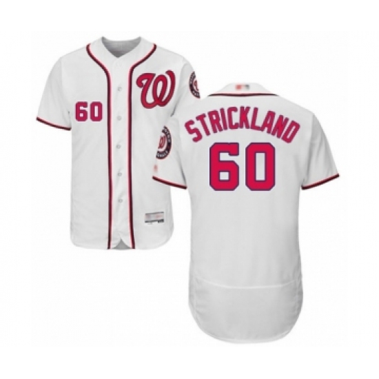 Men's Washington Nationals #60 Hunter Strickland White Home Flex Base Authentic Collection Baseball Player Jersey - Ujersey