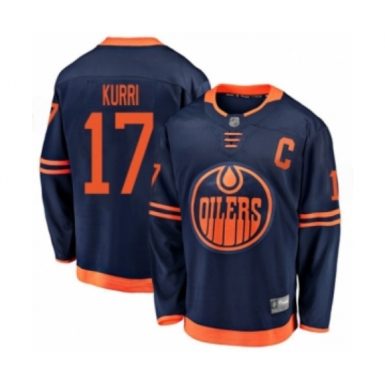 Men's Edmonton Oilers #17 Jari Kurri Authentic Navy Blue Alternate Fanatics Branded Breakaway Hockey Jersey - Ujersey