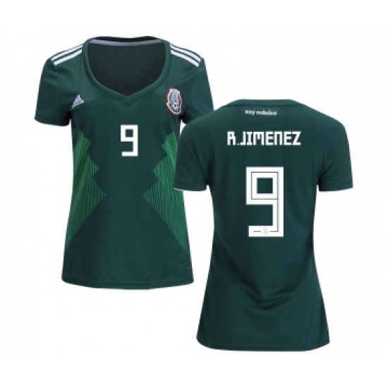 Women's Mexico #9 R.Jimenez Home Soccer Country Jersey