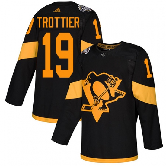 Men's Adidas Pittsburgh Penguins #19 Bryan Trottier Black Authentic 2019 Stadium Series Stitched NHL Jersey - Ujersey