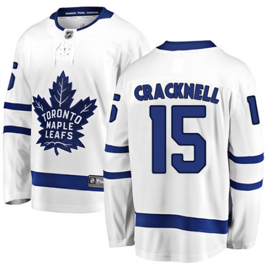 Men's Toronto Maple Leafs #15 Adam Cracknell Authentic White Away Fanatics Branded Breakaway NHL Jersey - Ujersey
