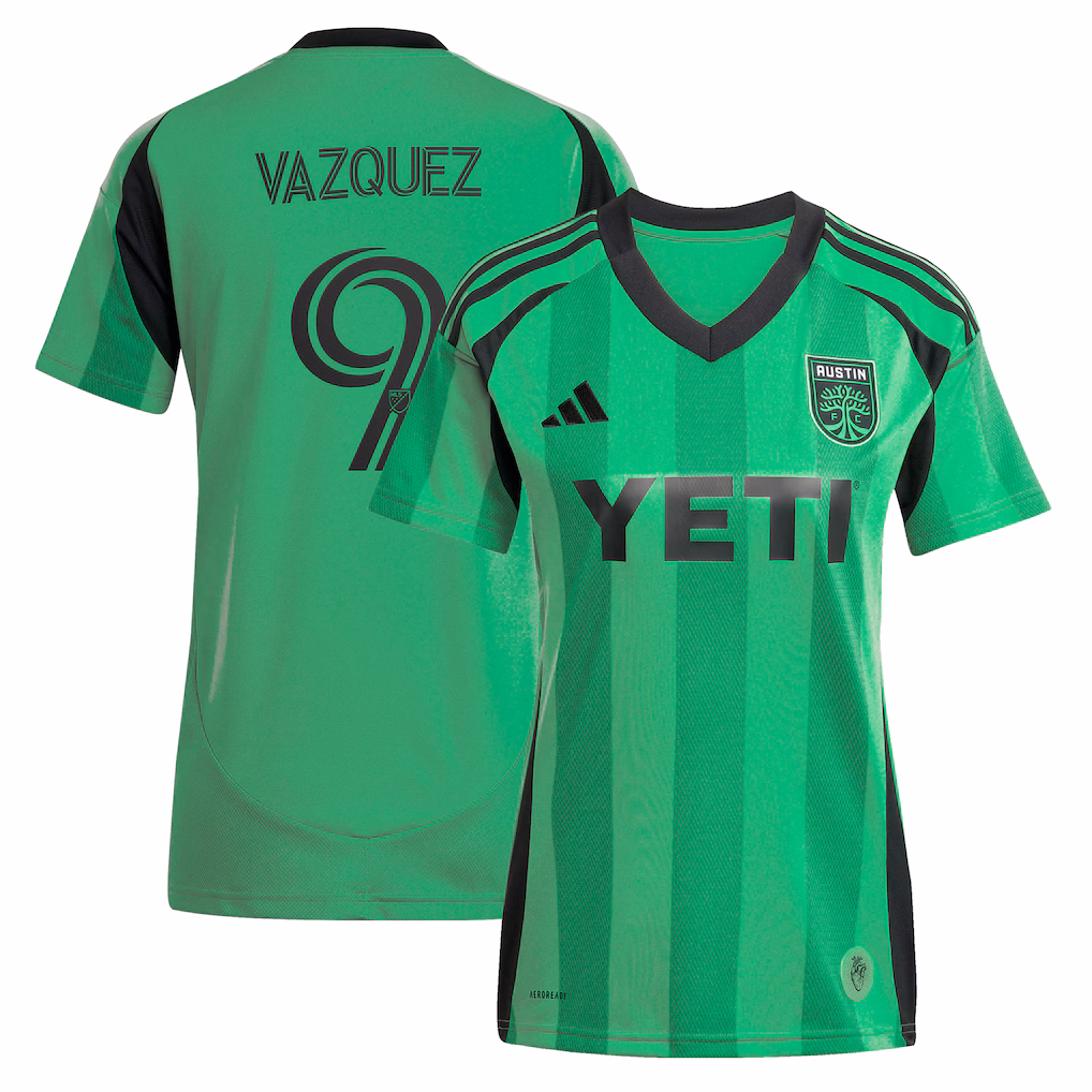 Youth Austin FC Brandon Vazquez adidas Green 2025 The Heartbeat Kit Replica Player Jersey - Ujersey NHL