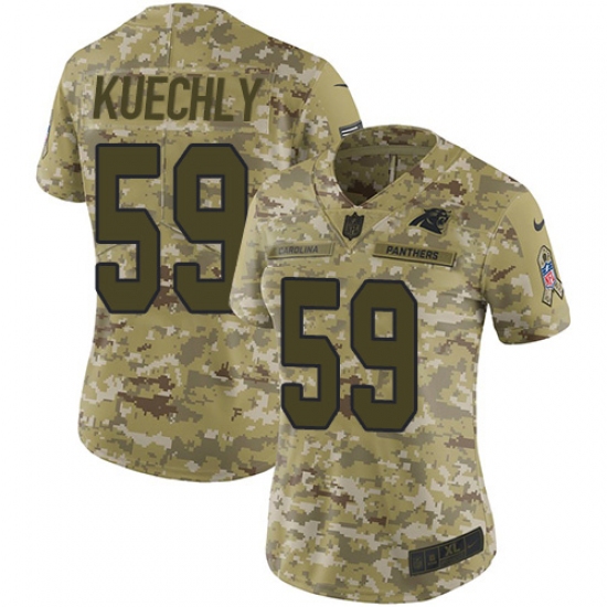 Women's Nike Carolina Panthers #59 Luke Kuechly Limited Camo 2018 Salute to Service NFL Jersey - Ujersey