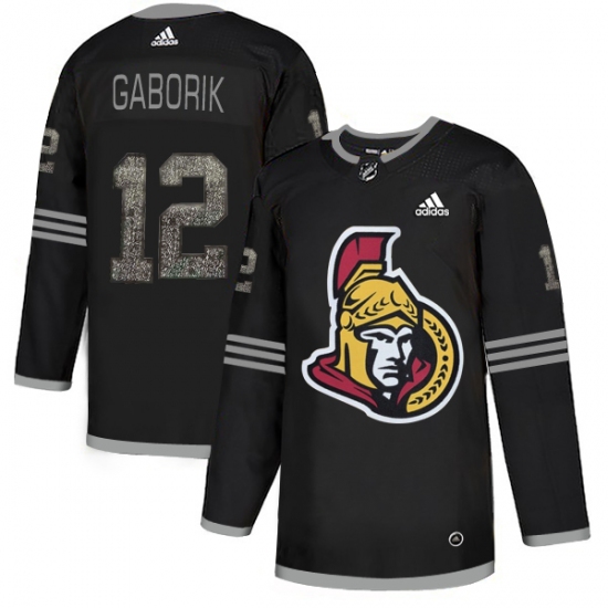 Men's Adidas Ottawa Senators #12 Marian Gaborik Black Authentic Classic Stitched NHL Jersey - Ujersey