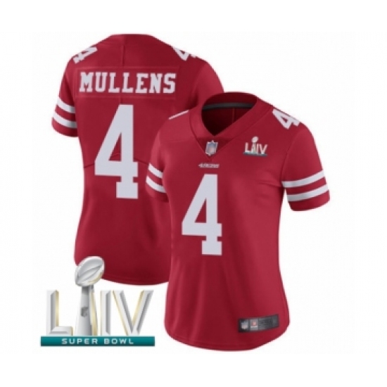 Women's San Francisco 49ers #4 Nick Mullens Red Team Color Vapor Untouchable Limited Player Super Bowl LIV Bound Football Jersey - Ujersey