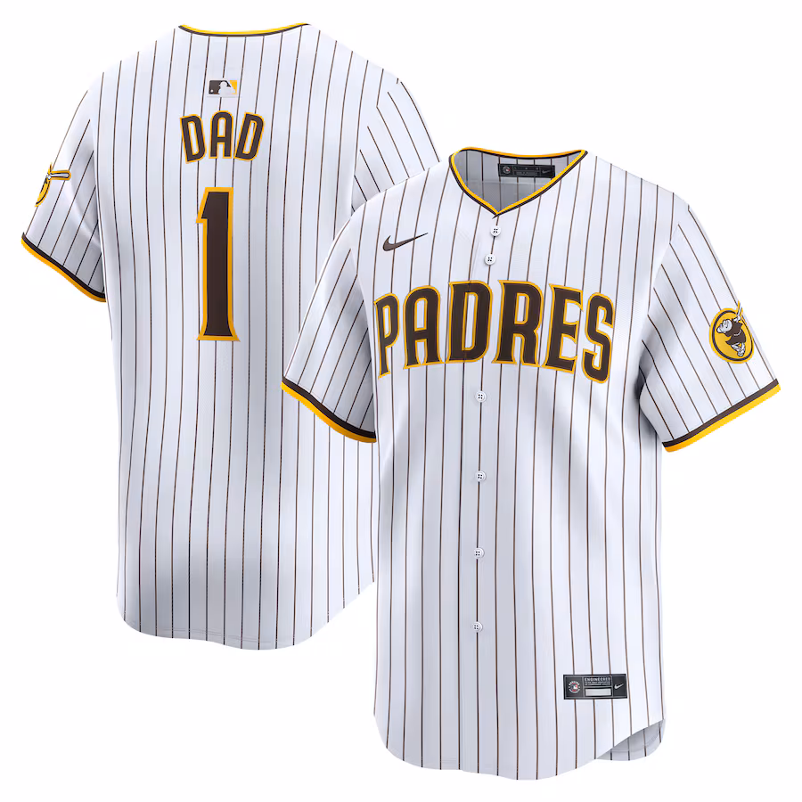 Men's San Diego Padres Nike White #1 Dad Home Limited Jersey