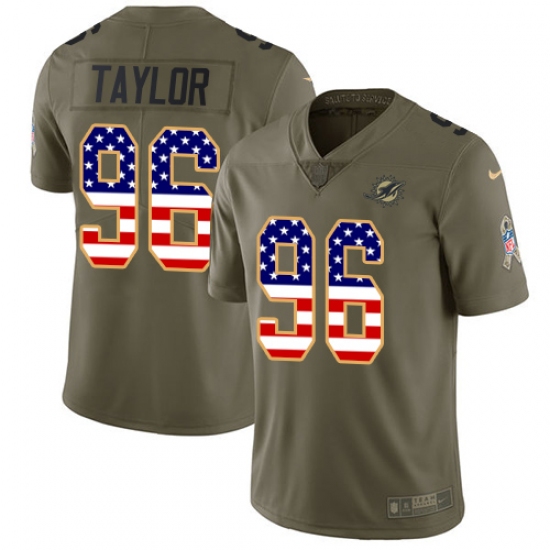 Men's Nike Miami Dolphins #96 Vincent Taylor Limited Olive USA Flag 2017 Salute to Service NFL Jersey - Ujersey