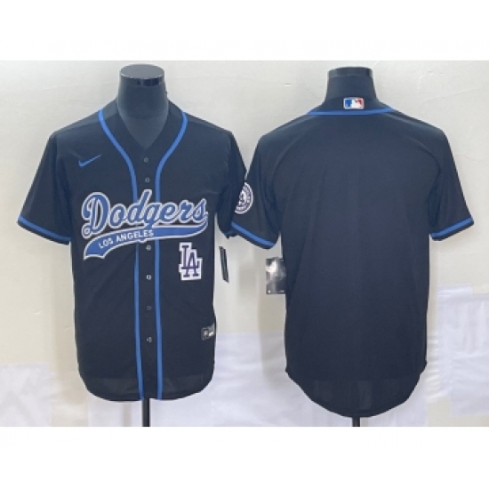 Men's Los Angeles Dodgers Black Blank Cool Base Stitched Baseball Jersey1 - Ujersey