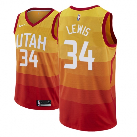 Men NBA 2018-19 Utah Jazz #34 Trey Lewis City Edition Red Jersey - Ujersey