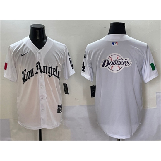 Men's Los Angeles Dodgers Team Big Logo White Mexico 2025 LA Gothic Style With Fernando Vapor Premier Limited Stitched Baseball Jersey