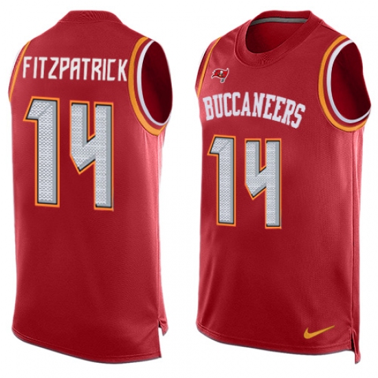 Men's Nike Tampa Bay Buccaneers #14 Ryan Fitzpatrick Limited Red Player Name & Number Tank Top NFL Jersey - Ujersey