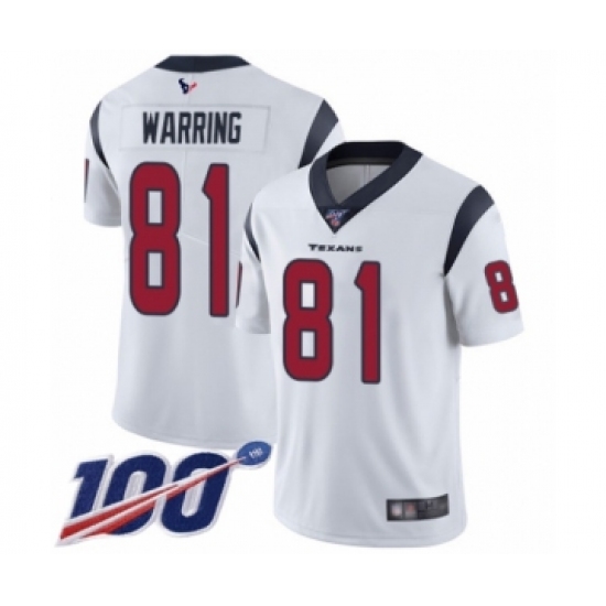 Men's Houston Texans #81 Kahale Warring White Vapor Untouchable Limited Player 100th Season Football Jersey