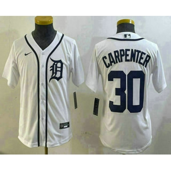 Youth Detroit Tigers #30 Kerry Carpenter White Cool Base Stitched Jersey - Ujersey