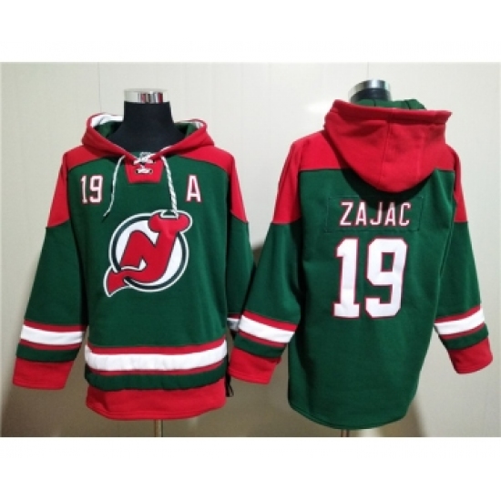 Men's New Jersey Devils #19 Travis Zajac Green Ageless Must-Have Lace-Up Pullover Hoodie - Ujersey
