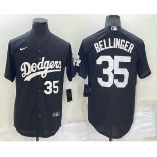Men's Los Angeles Dodgers #35 Cody Bellinger Number Black Turn Back The Clock Stitched Cool Base Jersey - Ujersey