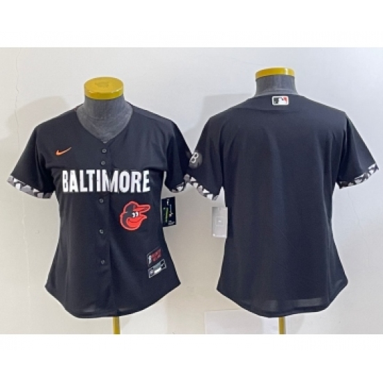 Women's Baltimore Orioles Blank Black 2023 City Connect Cool Base Stitched Jersey 1 - Ujersey
