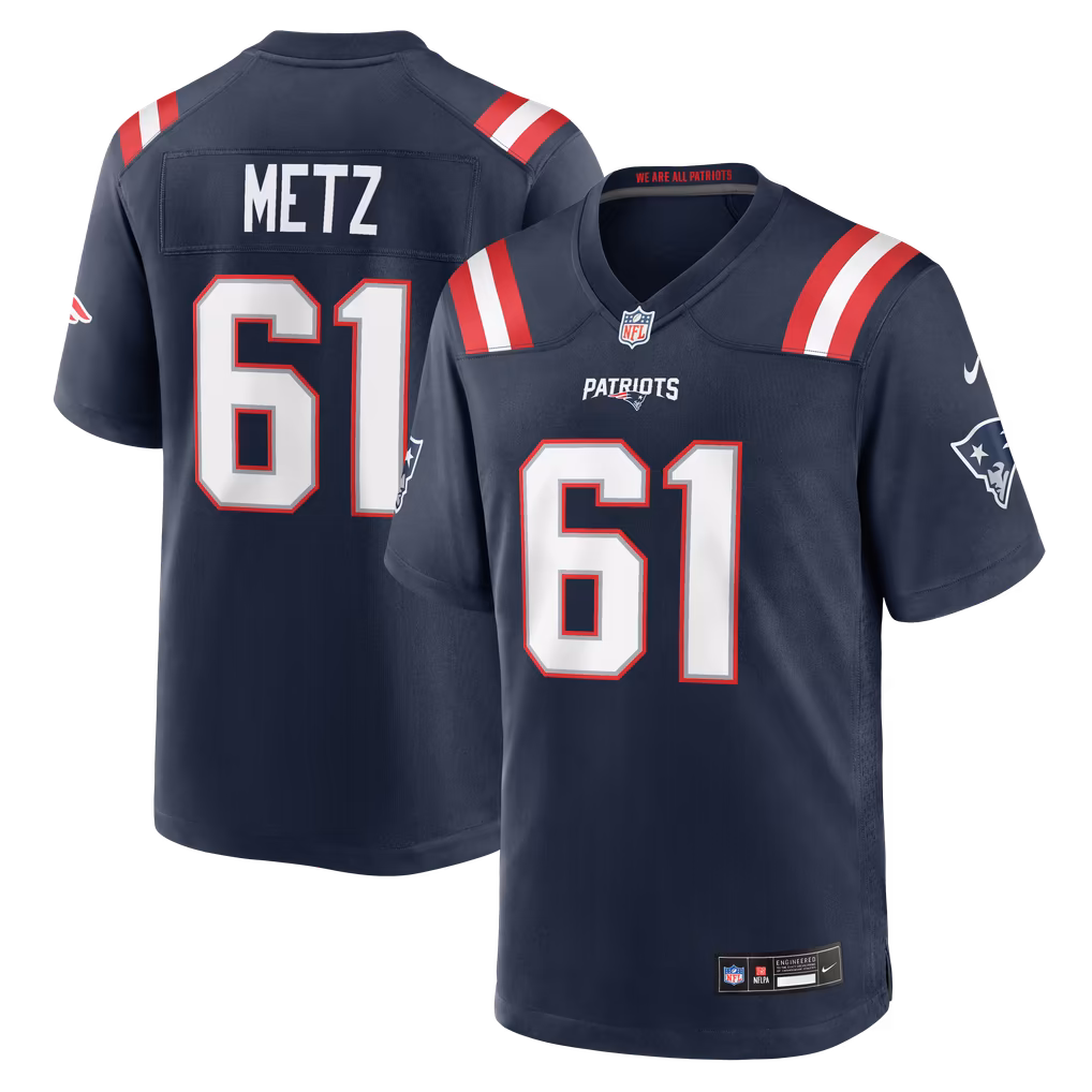 Men's New England Patriots Lorenz Metz Nike Navy Team Game Jersey - U-jersey