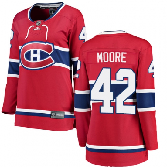 Women's Montreal Canadiens #42 Dominic Moore Authentic Red Home Fanatics Branded Breakaway NHL Jersey - Ujersey