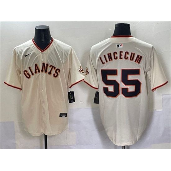 Men's San Francisco Giants #55 Tim Lincecum Cream 2024 Home Limited Stitched Baseball Jersey - Ujersey