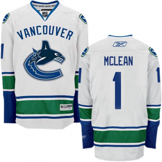 Men's Reebok Vancouver Canucks #1 Kirk Mclean Authentic White Away NHL Jersey - Ujersey