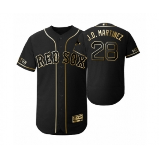 Men's 2019 Golden Edition Boston Red Sox Black #28 J.D. Martinez Flex Base Jersey - Ujersey