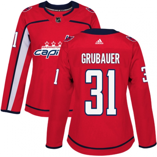 Women's Adidas Washington Capitals #31 Philipp Grubauer Premier Red Home NHL Jersey - Ujersey