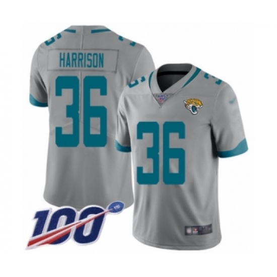 Men's Jacksonville Jaguars #36 Ronnie Harrison Silver Inverted Legend Limited 100th Season Football Jersey - Ujersey